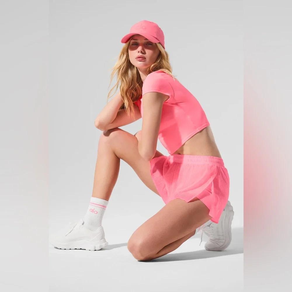 Alo Yoga Game Time Short NWT in Neon Bubblegum size Small and Medium